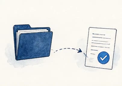 A folder of papers becoming an approved document